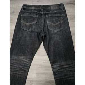 BKE Alec Black Jeans 33x33 (Tag 33L) Straight Leg Buckle Denim Distressed